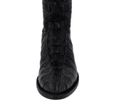 Mens Black Full Crocodile Tail Print Cowboy Boots - Round Toe