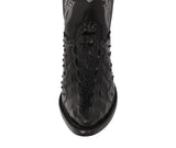 Mens Black Crocodile & Ostrich Print Leather Cowboy Boots - J Toe