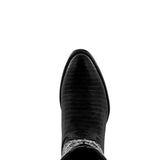 Mens Black Teju Lizard Print Leather Cowboy Boots Round Toe