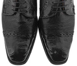 Dolce Pelle - Men's All Black Genuine Lizard & Crocodile Dress Shoes