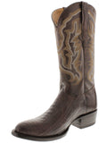 Men's Brown Genuine Ostrich Foot Skin Cowboy Boots J Toe - CP1