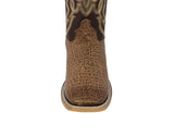 Mens Sand Cowboy Boots Elephant Print Leather - Square Toe