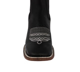 Mens Black Chelsea Cowboy Boots Solid Leather - Square Toe