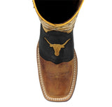 Mens Honey Brown Western Leather Cowboy Boots Longhorn - Square Toe