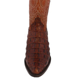 Mens Cognac Alligator Back Print Leather Cowboy Boots - J Toe