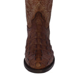 Mens Brown Alligator Back Print Leather Cowboy Boots Round Toe