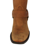 Mens Rider Light Brown Western Boots Leather Harness - Square Toe
