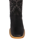 Mens Black Western  Cowboy Boots Real Leather - Square Toe