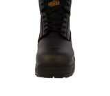 Mens #ST70 Black Leather Work Boots Lace Up - Steel Toe