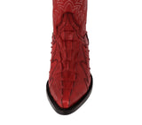 Mens Red Crocodile & Ostrich Print Leather Cowboy Boots J Toe