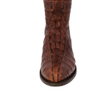 Mens Cognac Full Crocodile Tail Print Cowboy Boots - Round Toe