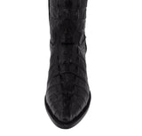 Mens Black Full Crocodile Tail Print Cowboy Boots - J Toe