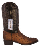 Mens Brown Crocodile & Ostrich Print Leather Cowboy Boots J Toe