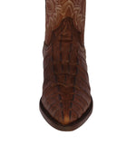 Mens Brown Alligator Tail Print Leather Cowboy Boots J Toe