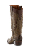 Womens Kenia Brown Western Cowboy Boots Studded - Snip Toe