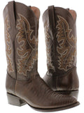 Mens Brown Teju Lizard Print Leather Cowboy Boots Round Toe