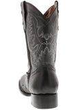 Kids Grizzly Black Western Cowboy Boots Leather - Square Toe