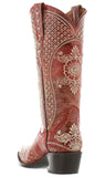 Womens Marfil Red Wedding Cowboy Boots Studded - Snip Toe