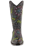 Women's Exotic Leopard Print Cowboy Boots Real Leather Dream Catcher Snip Toe