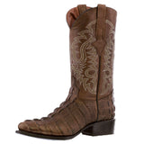 Mens Brown Alligator Tail Print Leather Cowboy Boots J Toe