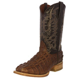 Mens Brown Alligator Tail Print Leather Cowboy Boots Square Toe - #130N