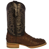 Mens Brown Alligator Tail Print Leather Cowboy Boots Square Toe - #130N