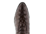 Mens Brown Alligator Tail Print Leather Cowboy Boots Round Toe