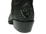 Womens Black Cowboy Boots Fleur-De-Lis & Wings Sequins - Snip Toe