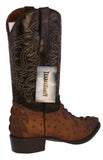 Mens Brown Crocodile & Ostrich Print Leather Cowboy Boots J Toe