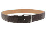 Mens Brown Crocodile Belly Print Leather Cowboy Belt Silver Buckle - #120