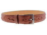 Cognac Western Belt Crocodile Tail Print Leather - Silver Buckle