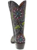 Women's Exotic Leopard Print Cowboy Boots Real Leather Dream Catcher Snip Toe