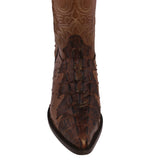 Mens Brown Crocodile & Ostrich Print Leather Cowboy Boots J Toe