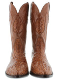 Rustic Brown Leather Cowboy Boots Real Crocodile Tail Skin J Toe