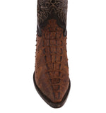 Mens Brown Crocodile & Ostrich Print Leather Cowboy Boots J Toe