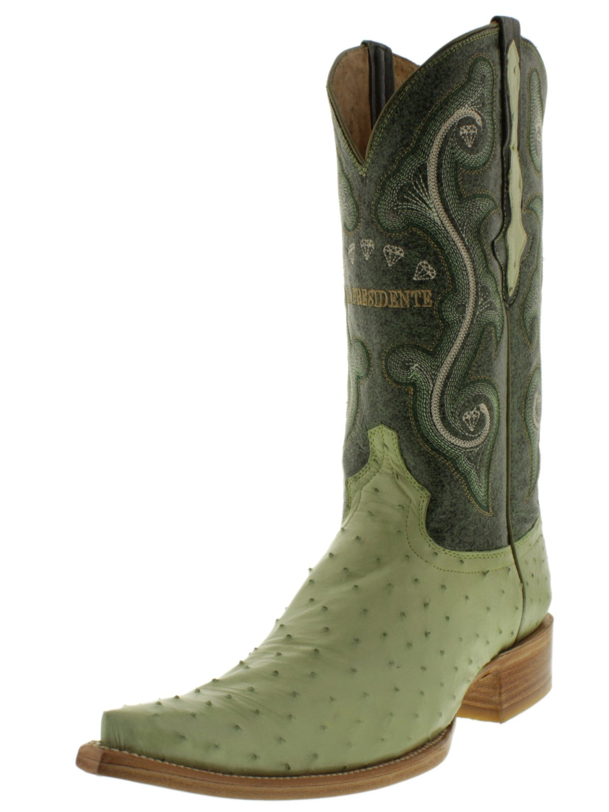 Mens Green Cowboy Boots Ostrich Quill Skin - 3X Toe – Cowboy Boot Pro