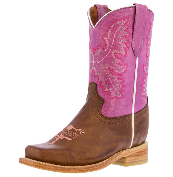 Kids Toddler Western Cowboy Boots Square Toe Pink - #125