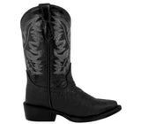 Kids Black Western Boots Buffalo Print Leather - J Toe