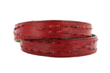 Red Western Belt Crocodile Tail Print Leather - Rodeo Buckle