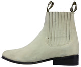 Boy's Toddler Off White Nubuck Leather Ankle Western Boots - Round Toe