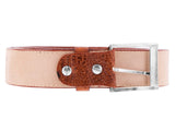 Cognac Western Belt Iguana Print Leather - Silver Buckle