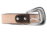 Dark Brown Western Cowboy Leather Belt Navajo Concho - Silver Buckle