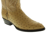 Mens Sand Cowboy Boots Ostrich Quill Skin - J Toe