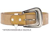 Buttercup Western Cowboy Leather Belt Navajo Concho - Silver Buckle