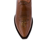 Mens Cognac Cowboy Boots Western Wear Solid Leather - Snip Toe
