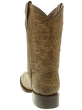 Kids Toddler Light Brown Leather Cowboy Boots Sea Turtle Print